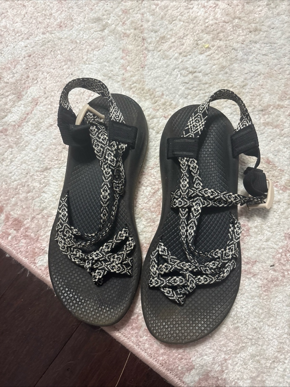 Chaco Women's Black and White Patterned Strap Sandals